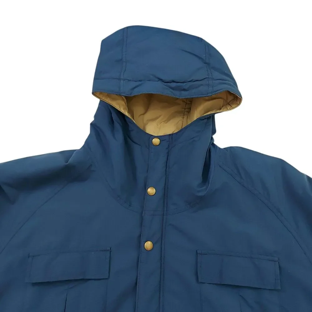 Vintage Woolrich Jacket Large Blue Hooded Full Zip Snap Insulated Nylon Outdoor